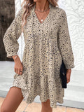 Patcute Tied Printed Long Sleeve Mini Dress