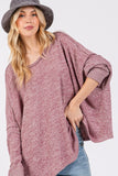 Patcute  Round Neck Batwing Sleeve Oversize Top