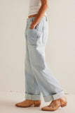 Patcute Washed Wide Leg Jeans with Pockets