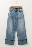 Patcute Washed Wide Leg Jeans with Pockets