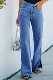 Patcute Side Slit Jeans with Pockets