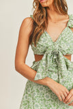 Patcute  Floral Side Cutout Ruffled Mini Dress