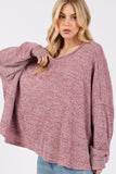 Patcute  Round Neck Batwing Sleeve Oversize Top