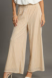 Patcute Umgee Elastic Waist Striped Wide Leg Velvet Pants