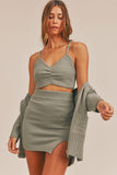 Patcute  3 Pieces Sweater Set with Crop Cami, Mini Skirt, Cardigan