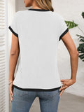 Patcute Contrast Trim Round Neck Short Sleeve T-Shirt