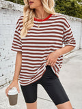 Patcute Lovelet Striped Round Neck Half Sleeve T-Shirt