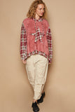 Patcute Star Patch Plaid Long Sleeve Hooded Top