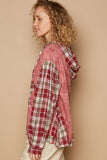 Patcute Star Patch Plaid Long Sleeve Hooded Top