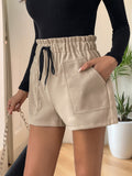 Patcute Frill Drawstring Shorts with Pockets