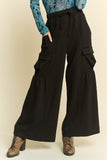 Patcute Drawstring Ruched Detail Wide Leg Pants