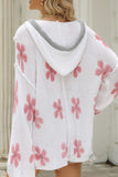 Patcute Drawstring Flower Hooded Knit Top