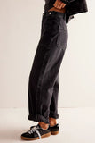 Patcute Washed Wide Leg Jeans with Pockets