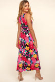 Patcute  Pocketed Floral Round Neck Sleeveless Midi Dress