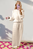 Patcute Double Take Texture Long Sleeve Top and Wide Leg Pants Set