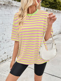 Patcute Lovelet Striped Round Neck Half Sleeve T-Shirt