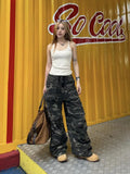 Patcute Y2k Camo Cargo Pants Woman Vintage Baggy Gyaru Camouflage Trousers Korean Streetwear 90s Grunge Straight Pleated Slacks