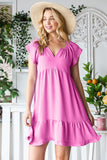 Patcute  Tiered Notched Cap Sleeve Dress