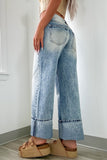 Patcute Washed Wide Leg Jeans with Pockets