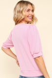 Patcute  Full Size Wavy Rib Half Sleeve Knit Top