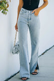 Patcute Side Slit Jeans with Pockets