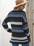 Patcute Full Size Striped Round Neck Long Sleeve T-Shirt Plus Size