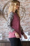 Patcute  Full Size Snakeskin Print Raglan Sleeve Half Button Top