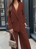 Patcute Buttoned Lapel Collar Long Sleeve Blazer and Pants Set