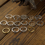 Patcute Alloy Multi Shapes 15-Piece Ring Set