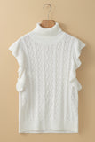 Patcute Cable-Knit Turtleneck Cap Sleeve Sweater