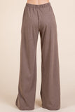 Patcute  Elastic Waist Wide Leg Pants with Pockets