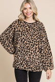 Patcute Culture Code Leopard Faux Fur Round Neck Top