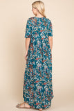 Patcute  Printed Shirred Maxi Dress