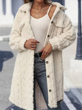 Patcute Fuzzy Button Up Long Sleeve Longline Coat