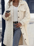 Patcute Fuzzy Button Up Long Sleeve Longline Coat