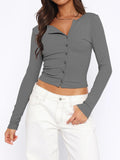 Patcute Button Down Long Sleeve Top