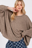 Patcute  Round Neck Batwing Sleeve Oversize Top