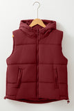 Patcute Drawstring Zip Up Hooded Vest Coat