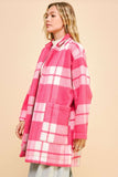 Patcute Davi & Dani Plaid Open Front Drop Shoulder Longline Coat