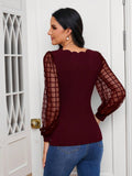 Patcute V-Neck Long Sleeve Top