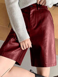 Patcute Leather High Rise Shorts