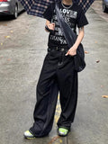 Patcute Vintage Embroidery Black Jeans Women Oversized Streetwear Grunge Y2k Baggy Denim Trousers Boyfriend Jeans Hip Hop Gothic