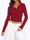 Patcute Button Down Long Sleeve Top