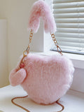 Patcute Heart Shape Faux Fur Handbag