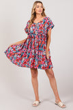 Patcute Floral Button Down Short Sleeve Mini Dress