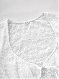 Patcute Scoop Neck Long Sleeve Lace Top