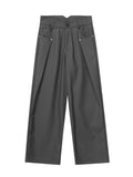 Patcute Women Wide Leg Suit Pants Gothic Black Aesthetic Pleated Trousers Gray Oversized Y2k Korean Streetwear Harajuku Casual