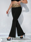 Patcute Leopard High Waist Flare Pants