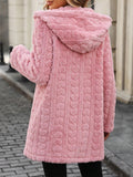 Patcute Heart Open Front Hooded Fuzzy Coat