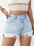 Patcute Distressed Raw Hem Denim Shorts